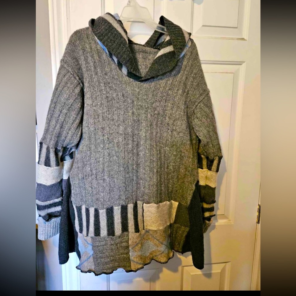 Faery elf hood patchwork sweater size xl